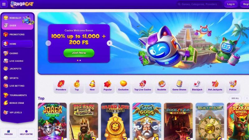 Robocat Casino homepage